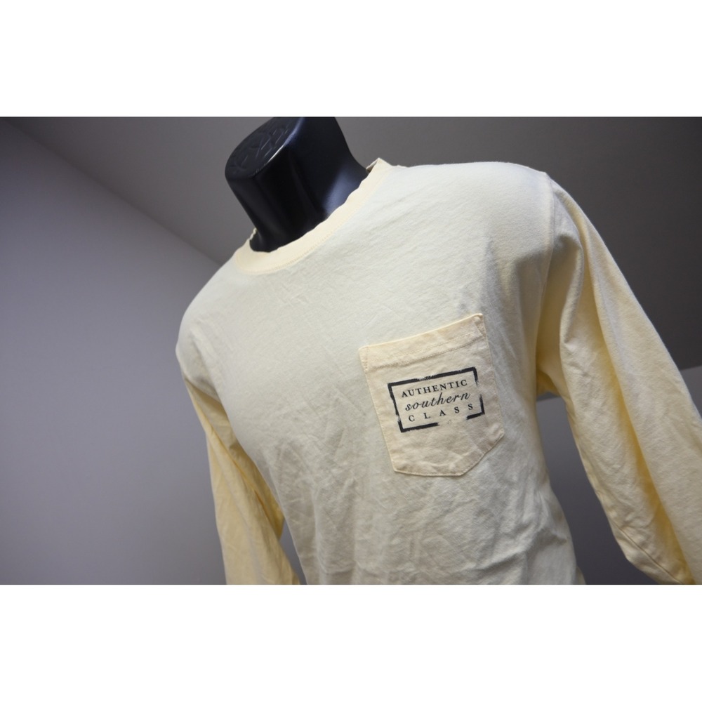 Southern Marsh Long Sleeve T-Shirt Mens Medium Yellow Pocket Graphic‎